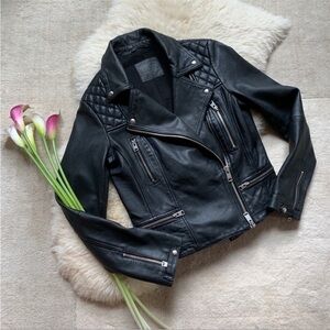 All Saints black catch biker jacket